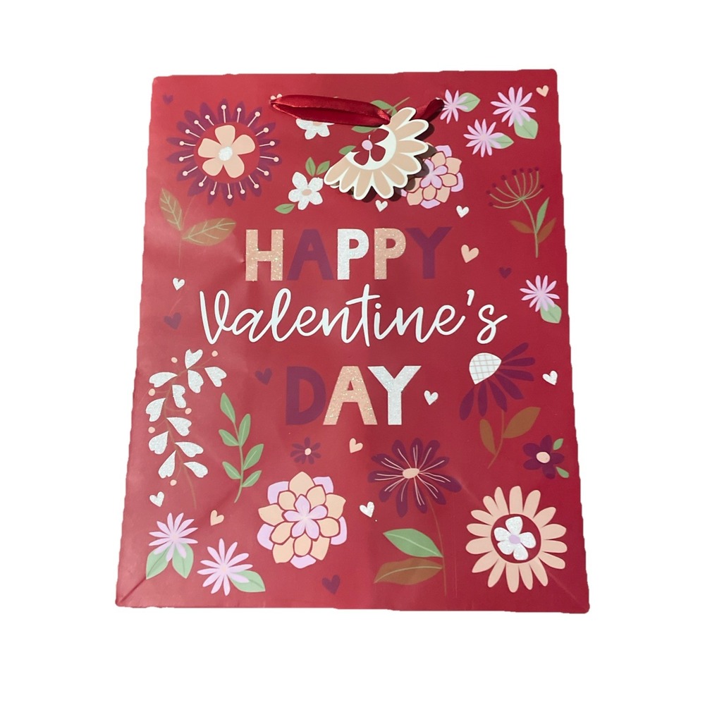 "Happy Valentine's Day" Gift Bag Flowers Pink Red By American Greetings NEW
